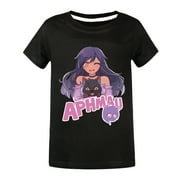 Kids Girls Summer Cotton Shirts Anime Aphmaus T-Shirts Graphic T Shirts Crewneck Short Sleeve Top Tee 4-13Y