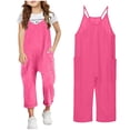thumbnail image 1 of Kids Girls Summer Jumpsuits Spaghetti Strap Rompers With Pockets Wide Leg Harem Pants Girls Outfits Size 8-10, 1 of 5