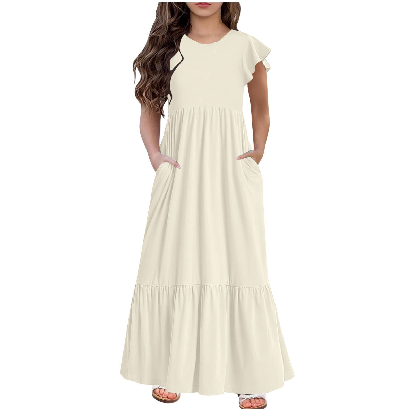 chinese dress ladies Joyfolie Girls Macy Maxi Dress in Beach Green | Boho Maxi Maxi Dress for Little Girls main image 1