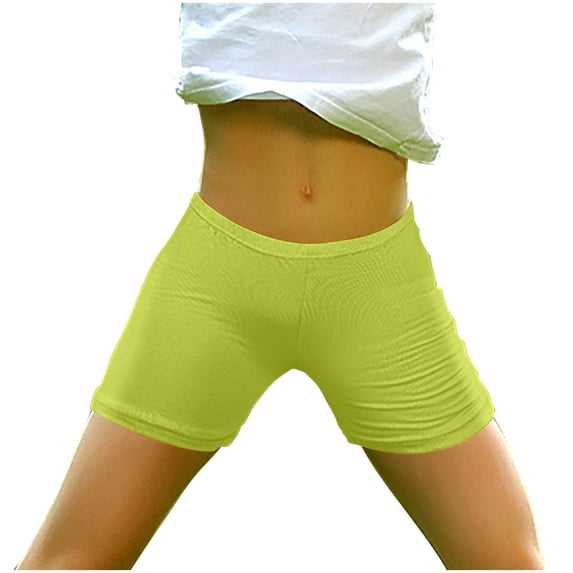 Kids Girls Summer Shorts Solid Color Cotton Breathable Stretch High Waist Leggings Shorts Casual Lightweight Comfy Running Workout Gym Shorts