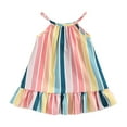 thumbnail image 1 of Kids Girls Summer Sleeveless Dress Vertical Stripe Print Ruffle Hem Casual Spaghetti Strap Dress 6 Months-4 Years, 1 of 8