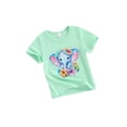 thumbnail image 1 of Kids Girls Summer T-Shirt Cartoon ElephantFlower Print Short Sleeve Round Neck Graphic Tops, 1 of 7
