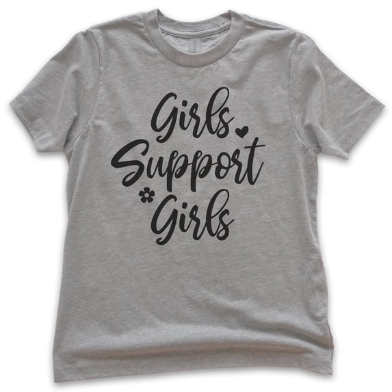 Kids Girls Support Girls Shirt, Youth Kids Girl T-Shirt, Girl Power Shirt, Feminist Shirt, Feminism Shirt, Dark Heather Gray, X-Large