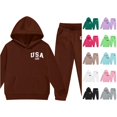 thumbnail image 1 of Kids Girls Sweat Set 2 Piece Hoodies And Sweatpants Casual Fall Clothing Girl Clothes Size 2-3 Years, 1 of 4
