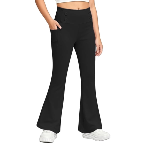 Kids Girls Sweatpants Adjustable Drawstring Casual Pants with Pockets Girls Solid Pants Black Pants Kids Girls Sweatpants 5-6 Years