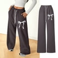 thumbnail image 1 of Kids Girls Sweatpants Bow Graphic Lightweight Straight Leg Athletic Pants with Pockets Girls Brown Sweatpants Girls Clothing Size 8-9 Years, 1 of 7