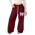 thumbnail image 1 of Kids Girls Sweatpants Bow Tie Wide Leg Sweatpants Drawstring with Pockets Sweatpants Clothes 4-5 Years Girls, 1 of 5