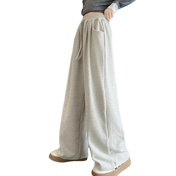 Kids Girls Sweatpants Casual High Waisted Wide Leg Pants Girls Kids Beige Sweatpants Baggy Sweatpants Cute Outfits For Girls 6-7 Years