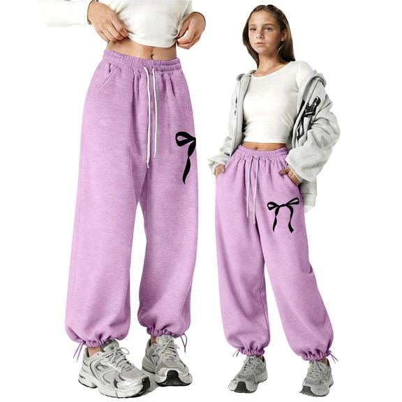 Kids Girls Sweatpants Pants Kids With Pockets Fashion Purple Sweatpants Back To School Preppy Clothes Kids Girls Size 4T Pants