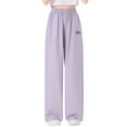 thumbnail image 1 of Kids Girls Sweatpants Straight Girls Wide Leg Sweatpants Purple Joggers For Girls Baggy Pants Kids Cute Girl Clothes 7-8 Years, 1 of 4