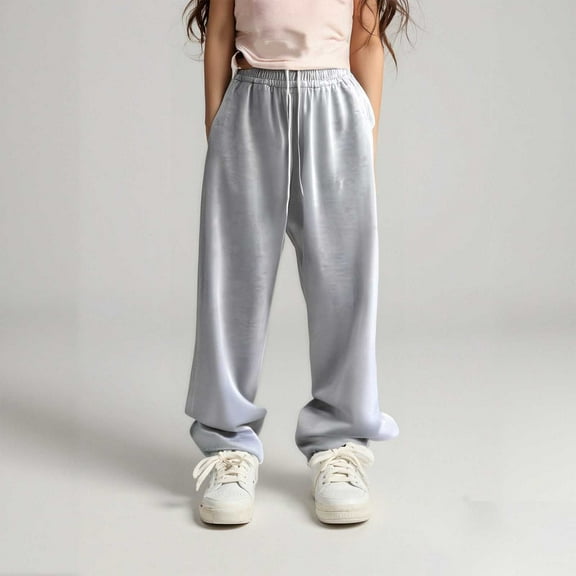 Kids Girls Sweatpants Toddler Boys Athletic Pants with Pockets Drawstring Loose Fit Boys Grey Joggers Boys Size 6-7 Years Pants
