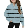 thumbnail image 1 of Kids Girls Sweatshirts Half Zip Sweatshirt Oversized Long Sleeve Workout Tops with Thumb Hole Pullover Sweater, Light Blue, 5 Years, 1 of 4