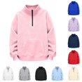 thumbnail image 1 of Kids Girls Sweatshirts Long Sleeve Shirts Pink Round Neck Quarter Zipper Girl Winter Outfit Sweatshirt For Girls 5-14 Years, 1 of 5