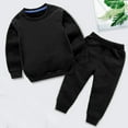 thumbnail image 1 of Kids Girls Sweatsuits Cotton Crewneck Sweatshirt and Jogger Sweatpants Toddler Boys 2 Piece Tracksuit New Little Girls Clothes Black 12 Years, 1 of 3