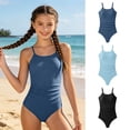 thumbnail image 1 of Kids Girls Swimsuit 1 Piece Bathing Suit Sport Beach Bathing Suit Quick Dry Adjustable Straps Blue Girls' Swimwear 9-10 Years, 1 of 7