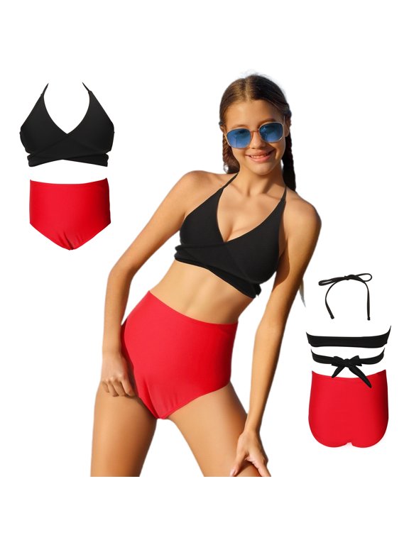 Kids Girls Swimsuit Swimsuit With Shorts 2 Piece Set Girl Bathing Suit Girl Swimsuit Size 7-8 Years