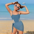 thumbnail image 1 of Kids Swimsuit Adjustable Straps Side Cut Out Girls' One Piece Set with Cover Ups Skirt Teen Bathing Suits for Kids, 1 of 6