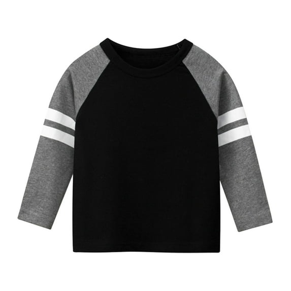 Kids Girls T Shirt Solid color Black Long Sleeve Top Crewneck Cotton T Shirt Girls Shirts Size 4-6 Years Cute Boy Girl Clothing