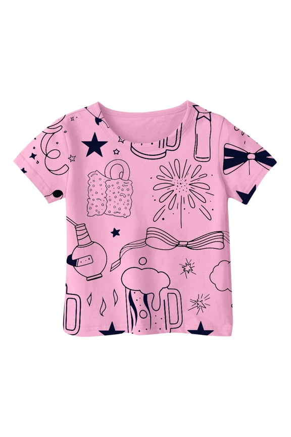 Kids Girls T Shirts Cartoon Girls Short Sleeve Tops Casual Girls Summer Tops Toddler Girl Clothes 4-5 Years Cute Girl Clothing
