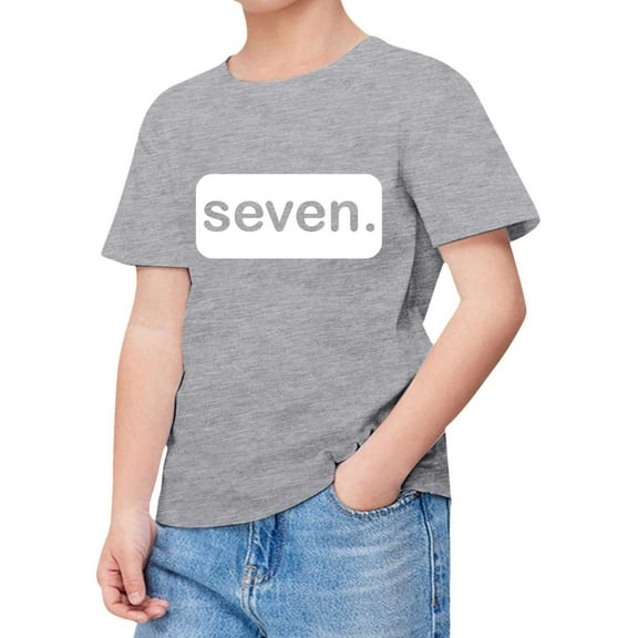 Kids Girls T Shirts Grey Printed Girls Short Sleeve Tops Round Neck Girls Summer Shirts Tops for Girls 6-7 Years