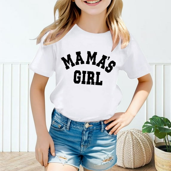 Kids Girls T Shirts Letter Short Sleeve Shirt For Girls Casual Summer Shirts For Teen Girls Girls Clothes 5-6 Years Cute Girl Clothing