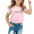 thumbnail image 1 of Kids Girls T Shirts Pink Printed Short Sleeve Shirt for Girls Round Neck Cute Summer Tops for Teen Girls 6-7 Years Girls Clothes, 1 of 4
