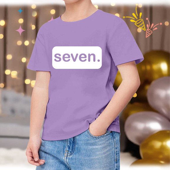 Kids Girls T Shirts Purple Printed Girls Short Sleeve Tops Casual Toddler Girls Summer Clothes Girls 8-9 Years Clothes Trendy