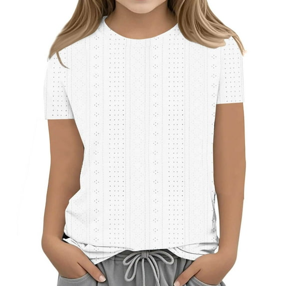 Kids Girls T Shirts Solid Toddler Girl Short Sleeve Shirt Loose Soft Summer Outfits For Toddler Girls T Shirts For Girls 4-5 Years Cute Girl Clothing