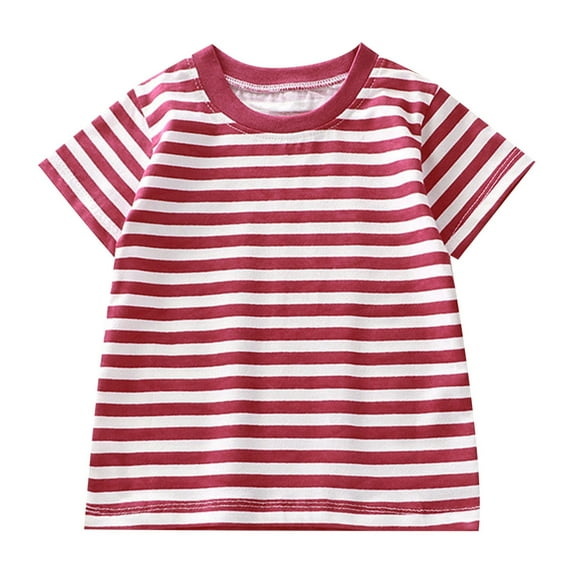 Kids Girls T Shirts Stripes Short Sleeve Shirts For Girls Crewneck Summer Shirts For Girls 3-4 Years Clothes For Girls Cute Girl Clothing
