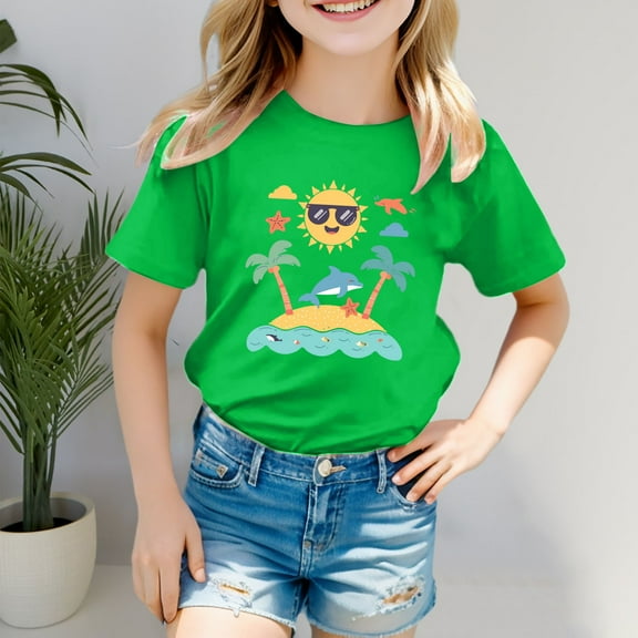 Kids Girls T Shirts Summer Toddler Girl Short Sleeve Shirt Oversized Teen Girl Summer Clothes Girl Clothes 3-4 Years Cute Girl Clothing