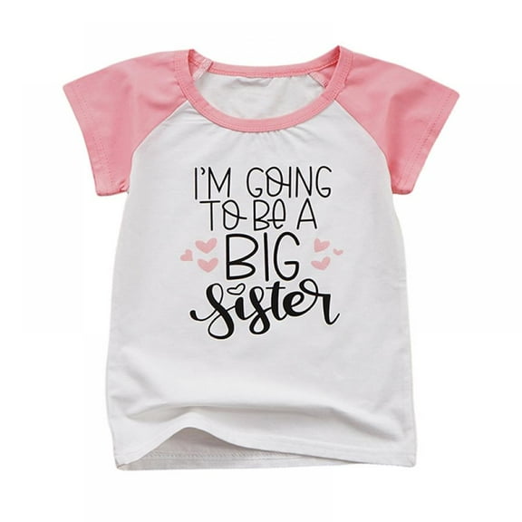 Kids Girls T-shirt - Promoted to Big Sister - Summer Cotton Short Sleeve Tops