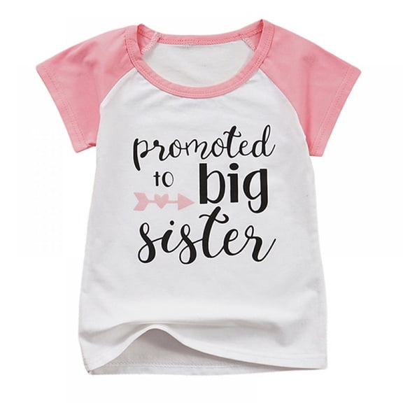 Kids Girls T-shirt - Promoted to Big Sister - Summer Cotton Short Sleeve Tops