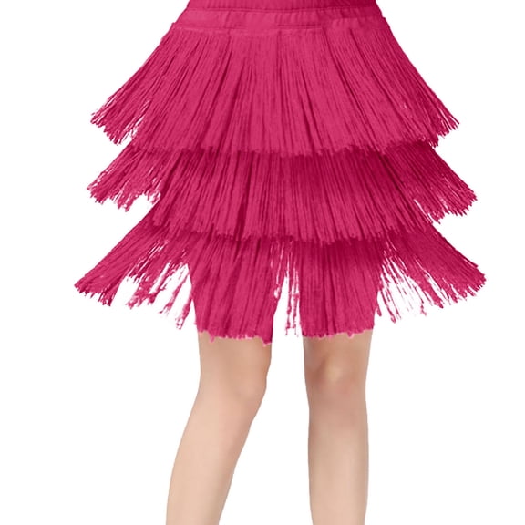 Kids Girls Tassel Dance Skirt, Latin Ballroom Layered Fringe Dancewear, Performance Practice Skirt Outfit