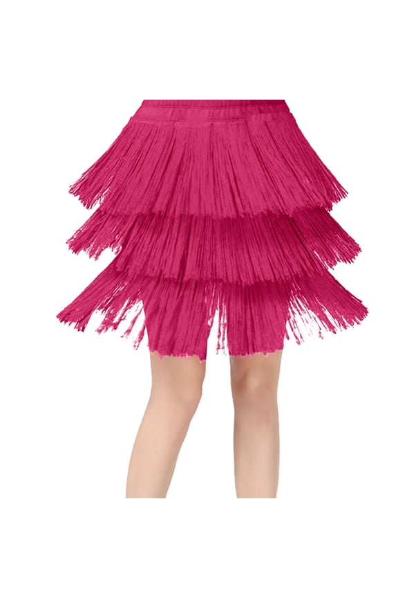 Kids Girls Tassel Dance Skirt, Latin Ballroom Layered Fringe Dancewear, Performance Practice Skirt Outfit