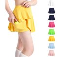thumbnail image 1 of Kids Girls Tennis Skirts with Built-in Shorts Casual High Waist Ruffle A-line Skorts with Pockets, Workout Sports Running Skorts for Girls 5-6 Years, 1 of 3