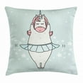 thumbnail image 1 of Kids Girls Throw Pillow Cushion Cover, Cartoon Illustration of a Chubby Unicorn on a Pastel Toned Background with Stars, Decorative Square Accent Pillow Case, 20 X 20 Inches, Multicolor, by Ambesonne, 1 of 2