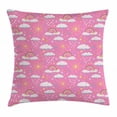 thumbnail image 1 of Kids Girls Throw Pillow Cushion Cover, Doodle Style Pattern with Sunshower Rainy Clouds Rainbow and Colorful Stars, Decorative Square Accent Pillow Case, 24 X 24 Inches, Multicolor, by Ambesonne, 1 of 2