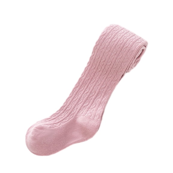 Kids Girls Tights Seamless Stretchy Cotton Cable Knit Leggings Stockings Toddler Pantyhose,2-4 Years,Pink