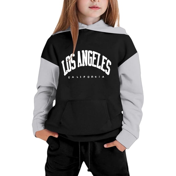 Kids Girls Tracksuit Clothes Set Coloured Sleeve Long Sleeve Hooded Top Hoodie Pant Set Fashion Sweatshirts and Sweatpants 4-5 Years