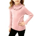 thumbnail image 1 of Kids' Girls Turtleneck Sweater Pearl Lace Collar Cute Knit Top Fall Winter Warm Cozy Layering Wear 2-10Y, 1 of 7