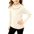 thumbnail image 1 of Kids' Girls Turtleneck Sweater Pearl Lace Collar Cute Knit Top Fall Winter Warm Cozy Layering Wear 2-10Y, 1 of 7