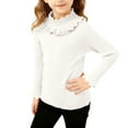 thumbnail image 1 of Kids' Girls Turtleneck Sweater Pearl Lace Collar Cute Knit Top Fall Winter Warm Cozy Layering Wear 2-10Y, 1 of 7