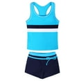 thumbnail image 1 of Kids Girls Two Piece Swimsuit Rash Guard Tankini Summer Bathing Set Swimwear Tank Top with Boyshorts Swim Shirt and Shorts Set, 1 of 3
