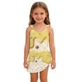 thumbnail image 1 of Kids Girls Two Piece Tankini Swimsuit Ice Cream Pattern Ruffled Skirt Bottom Bathing Suit Resort Swim Wear Outfit 4-8 Years Yellow, 1 of 6