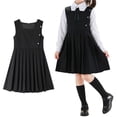 thumbnail image 1 of Kids Girls Uniform Dress Pleated Knee Length Sleeveless Black Dress for Girls Back To School Clothes for Girls Kids School Uniforms for Girls 9-10 Years, 1 of 4