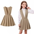 thumbnail image 1 of Kids Girls Uniform Dress Pleated Knee Length Sleeveless Khaki Uniform Dresses for Girls Boys Back To School Clothes Kids Uniform Jumper for Girls 6-7 Years, 1 of 4