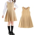 thumbnail image 1 of Kids Girls Uniform Dress Sleeveless Pull-On Pleated Khaki Jumper for Girls Uniform Back To School Outfits for Girls Kids Girls School Uniform 8-9 Years, 1 of 3