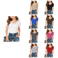 thumbnail image 1 of Kids Girls V-Neck Ribbed Tops, Form-Fitting Short Sleeve Tees, Soft Knit T-Shirts for Girls, Fashion Casual Tops for All Seasons, 1 of 4