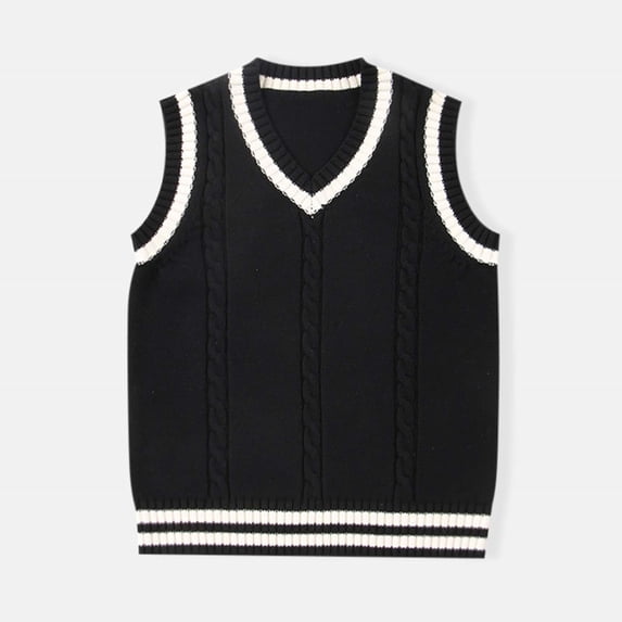 Kids Boys Girls V Neck Vest Sweater Sleeveless Warm Knitted Pullover Knitwear Tops Size 6-7 Years