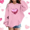 thumbnail image 1 of Kids Girls Valentine Heart Hoodie Pullover, Pink Soft Graphic Sweatshirt with Metallic Stars 3-14 Years,Size 9-10 T, 1 of 5